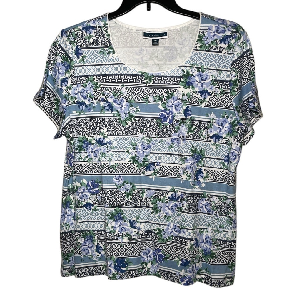 Karen Scott Printed Crew Neck T-Shirt sz XXL